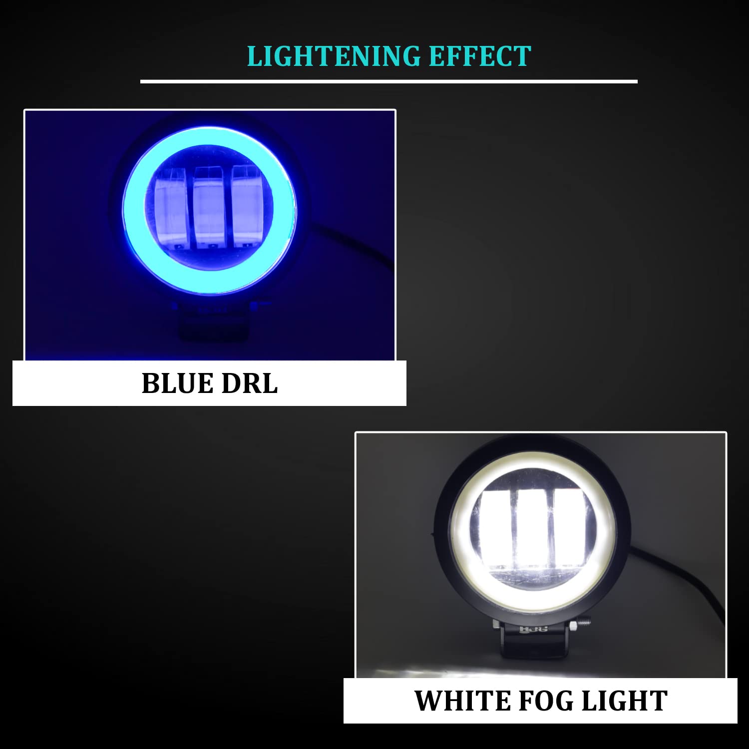 AUTOPOWERZ Harley Round Shape fog light 3 Led Blue DRL For bikes and cars.(Light Power: 60W Voltage: DC9-80V)