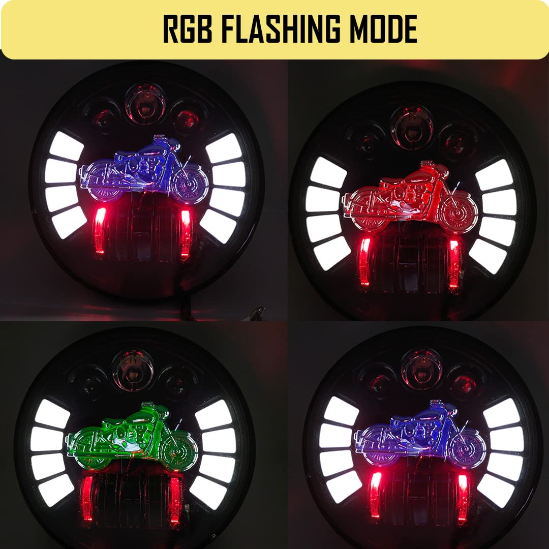 AUTOPOWERZ® 7 Inch Round Led Headlight for Bikes and Cars (Motorcycle Logo 7Inch Headlight)