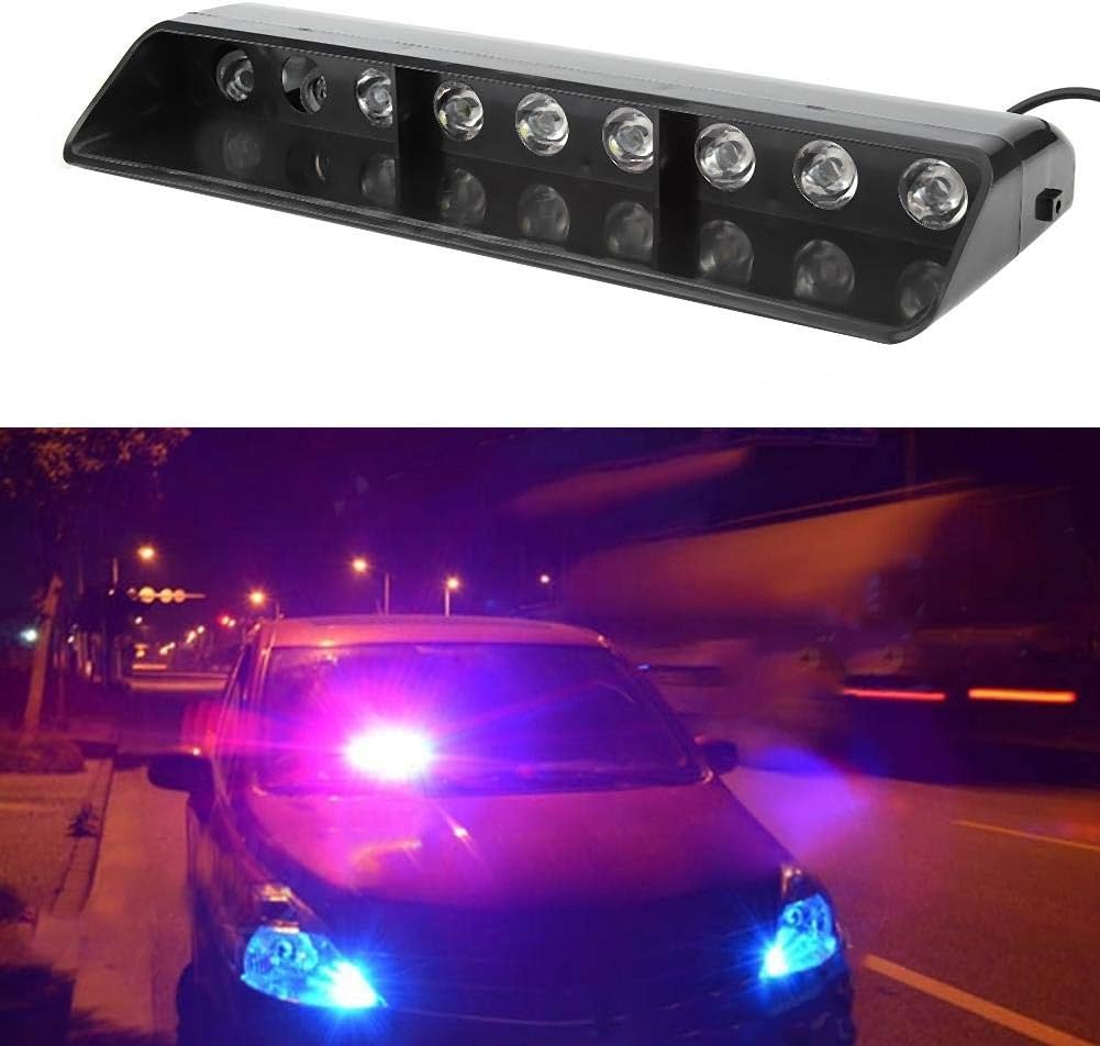 Car 9 LED Flash Emergency Warning Flashing Light LED Strobe Light with Sucker on Windshield (Red, White and Blue, Pack of 1)