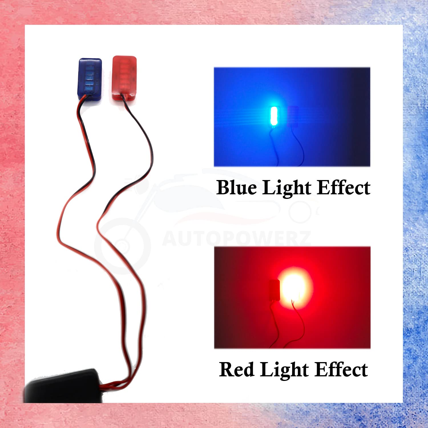 AUTOPOWERZ® LED Biscuit Shape Strobe Light with Flashing Handle Light Red & Blue Universal for Motorcycle
