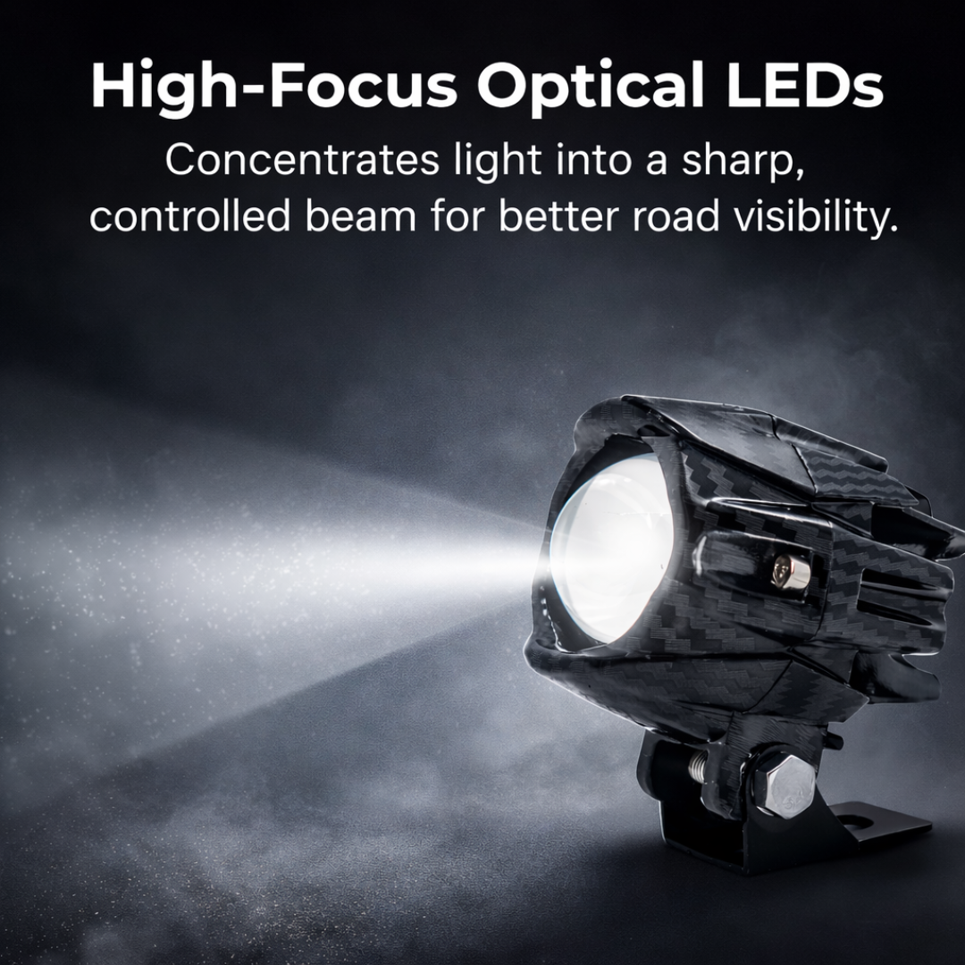 AUTOPOWERZ Ultra Bright Single Lens Fog Light Waterproof & Dustproof 40W 12V DC Power Yellow+White Light Reflection Carbon Finish Universal fit for All Bikes & Cars Model (Pack of 2 With Switch)