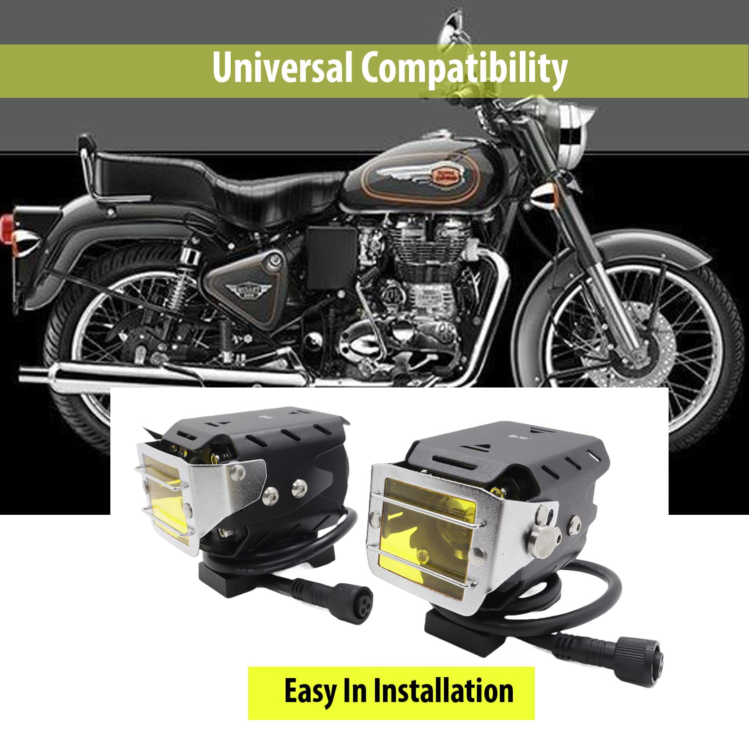 AUTOPOWERZ Universal Motorcycle Dual Color Led Fog Light With Wiring Kit Wiring Harness+ Fuse +Switch+ Relay + Strobe Flasher for Two Led Work Fog Light Plug N Play System ( 90W)(10-80V DC)