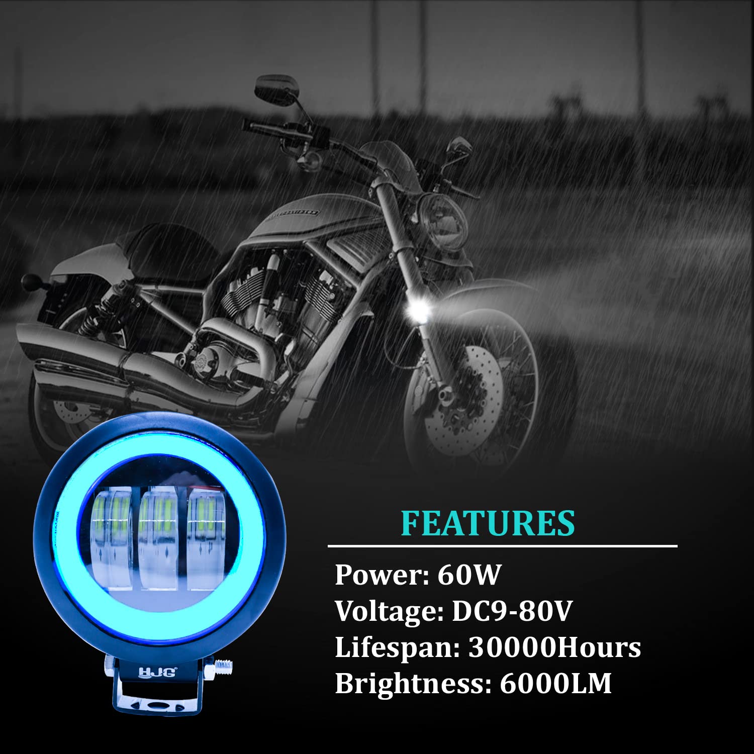 AUTOPOWERZ Round Shape fog light 3 Led Blue DRL For bikes and cars.(Light Power: 60W Voltage: DC9-80V)