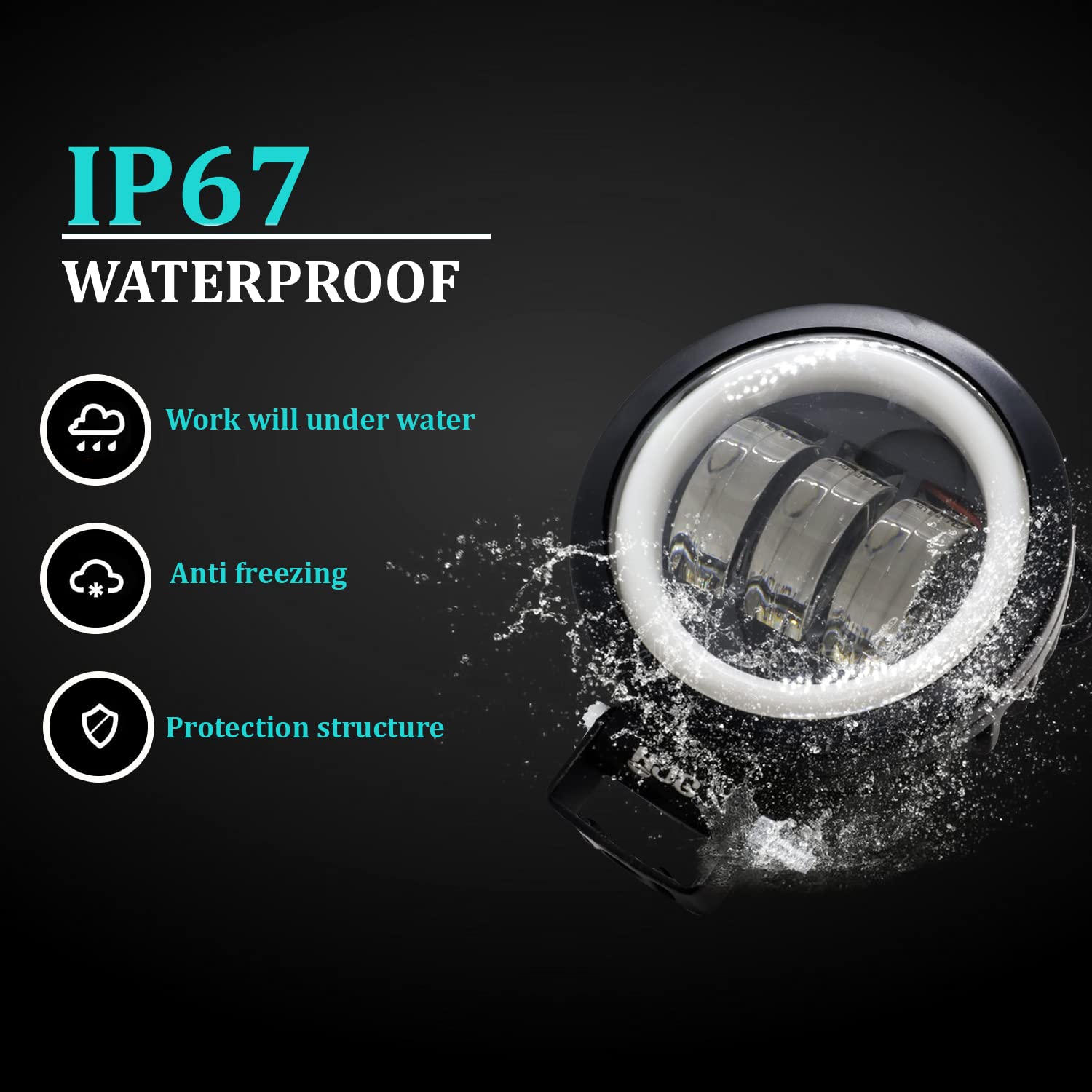 AUTOPOWERZ Round Shape fog light 3 Led Blue DRL For bikes and cars.(Light Power: 60W Voltage: DC9-80V)