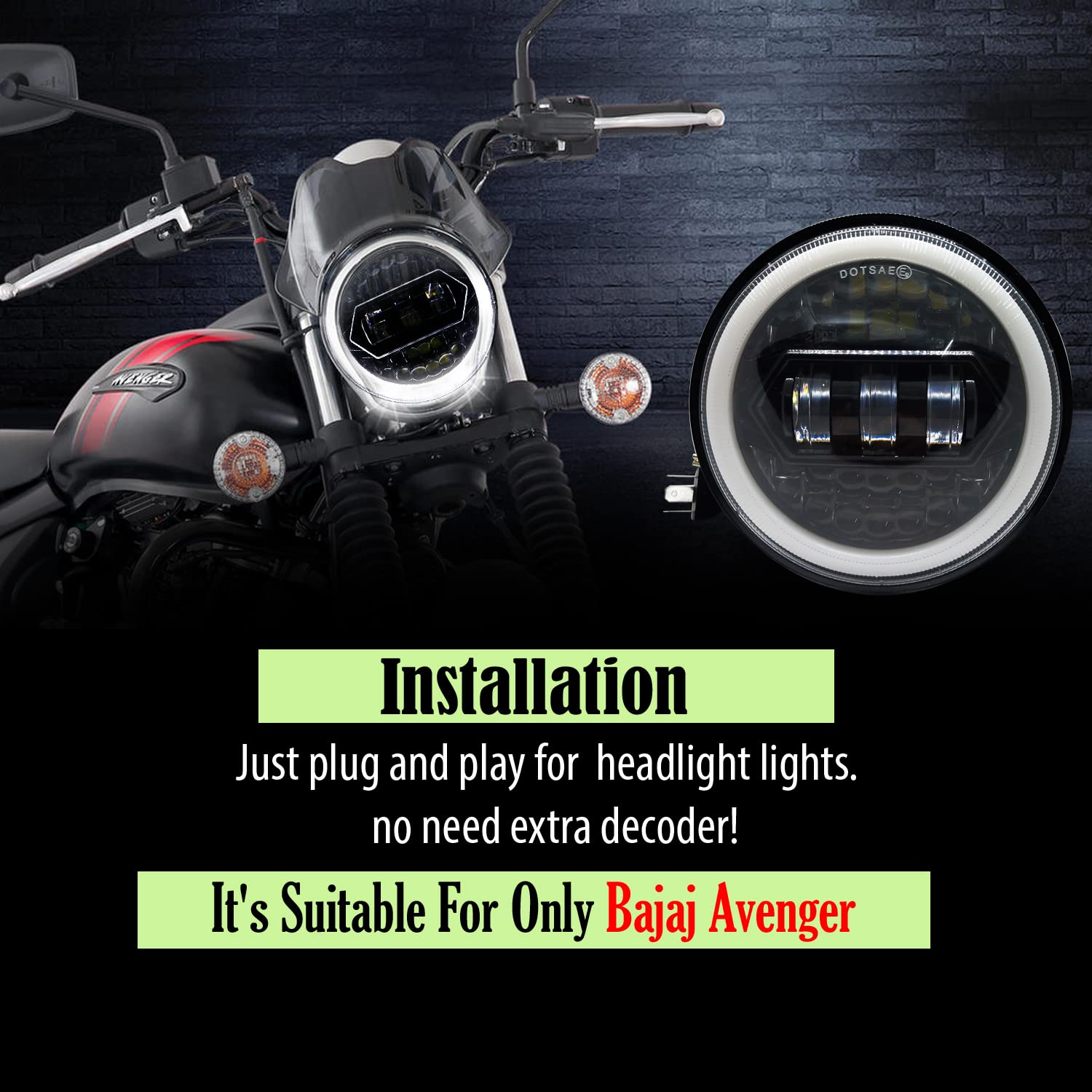 LIU HJG 5.75 inch LED headlight, 75W round LED headlight, LED bike headlight 12-80V DC, round headlamp for Bajaj bikes, Avenger compatible LED light, motorcycle LED headlight, universal fit round headlight, high power LED for Bajaj, waterproof bike headlight, durable motorcycle headlamp, LIU HJG LED headlight for Avenger, custom LED headlight for Bajaj, bike LED headlight upgrade, bright 5.75 inch round LED light, energy-efficient motorcycle LED headlamp.