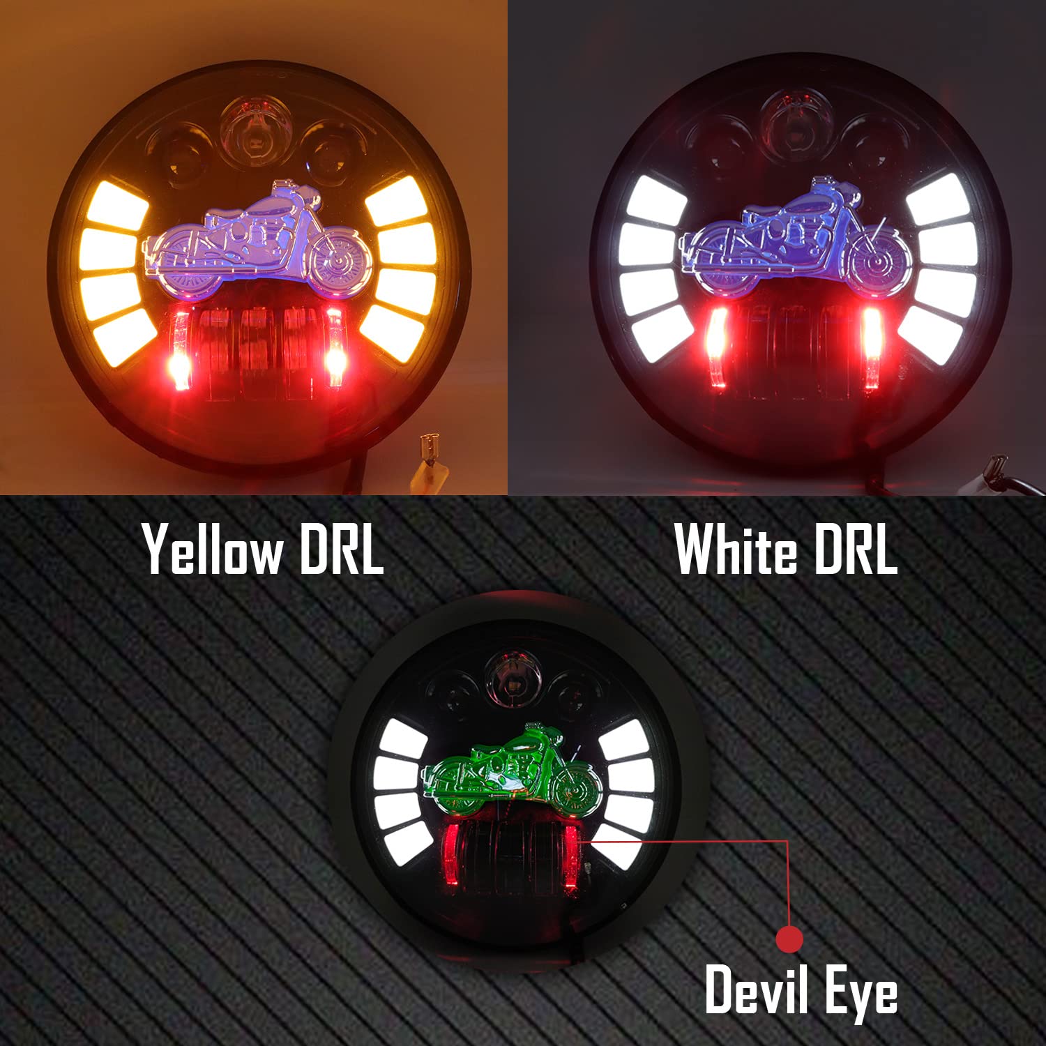 AUTOPOWERZ® 7 Inch Round Led Headlight for Bikes and Cars (Motorcycle Logo 7Inch Headlight)