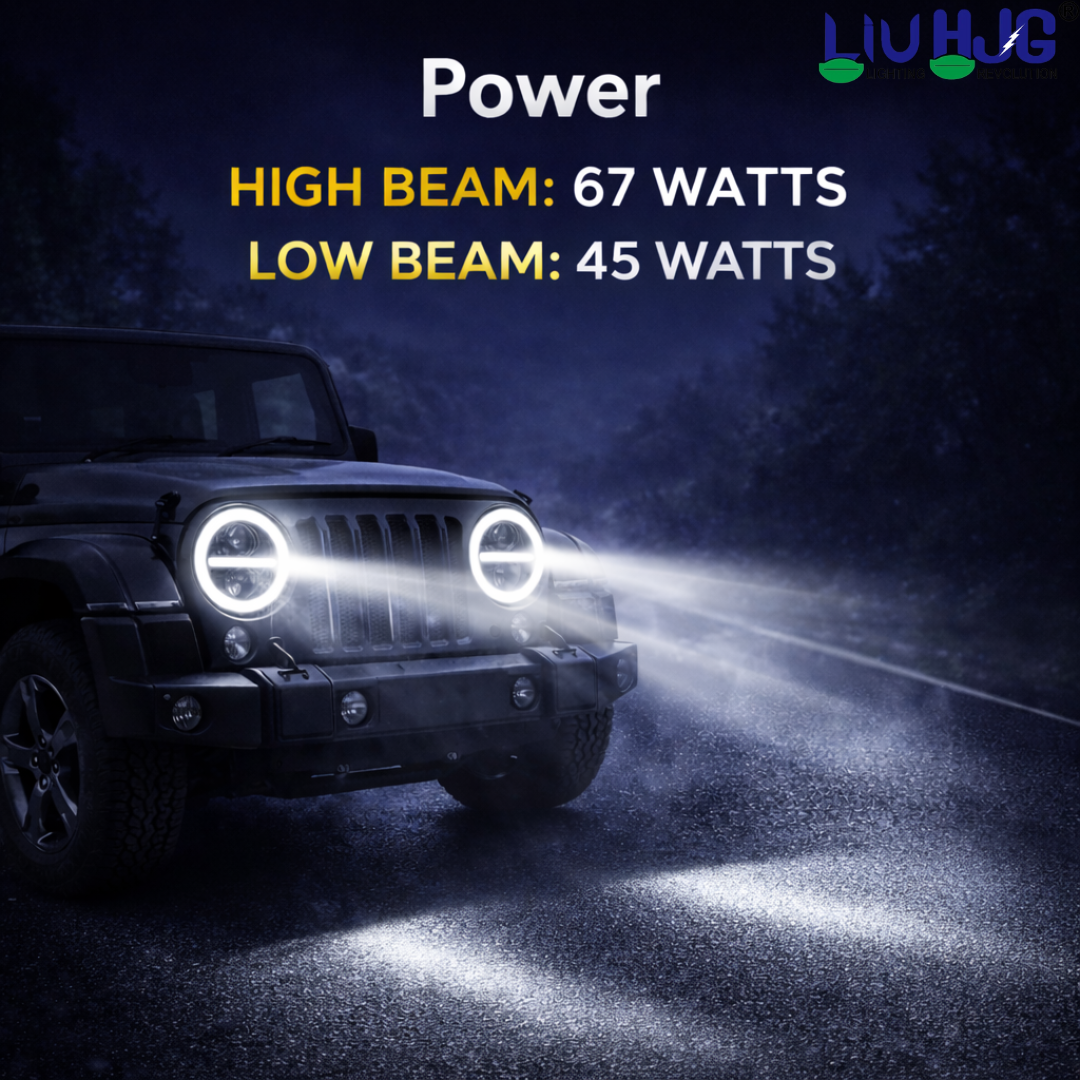 LIU HJG 7 Inch DRL LED Headlight Bulb High Brightness Waterproof & Dustproof High Beam 67W Low Beam 45W 12V DC Power Yellow White DRL Light Fit for Thar, Jeep, Classic 350, GT 650 (Pack of 1)