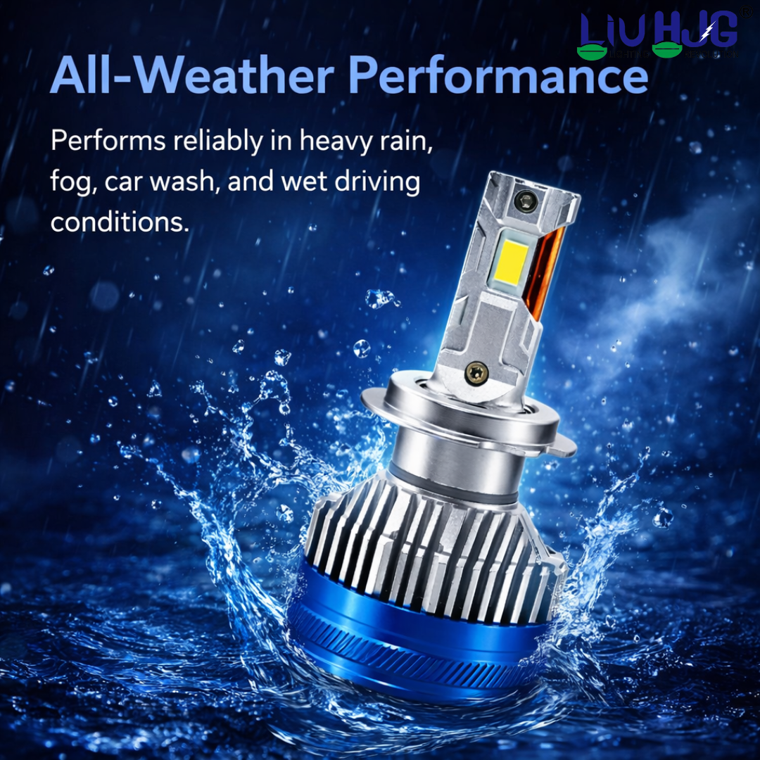 LIU HJG LED Headlight Bulb (H7) Fitting Ultra Bright Waterproof & Heat Dissipation 240W 12V DC Power High/Low Beam White Light Reflection Universal fit for All Bike & Car (Pack of 2)