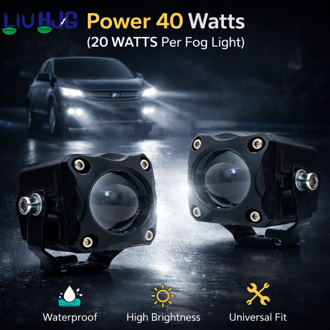LIU HJG LED Tiny Laser Cannon Single Lens Fog Light Wateproof & Dustproof High Brightness 40W 12V DC Power Yellow White & Red Devi Eye Light Universal fit for All Bikes & Cars (Pack of 2 With Switch)