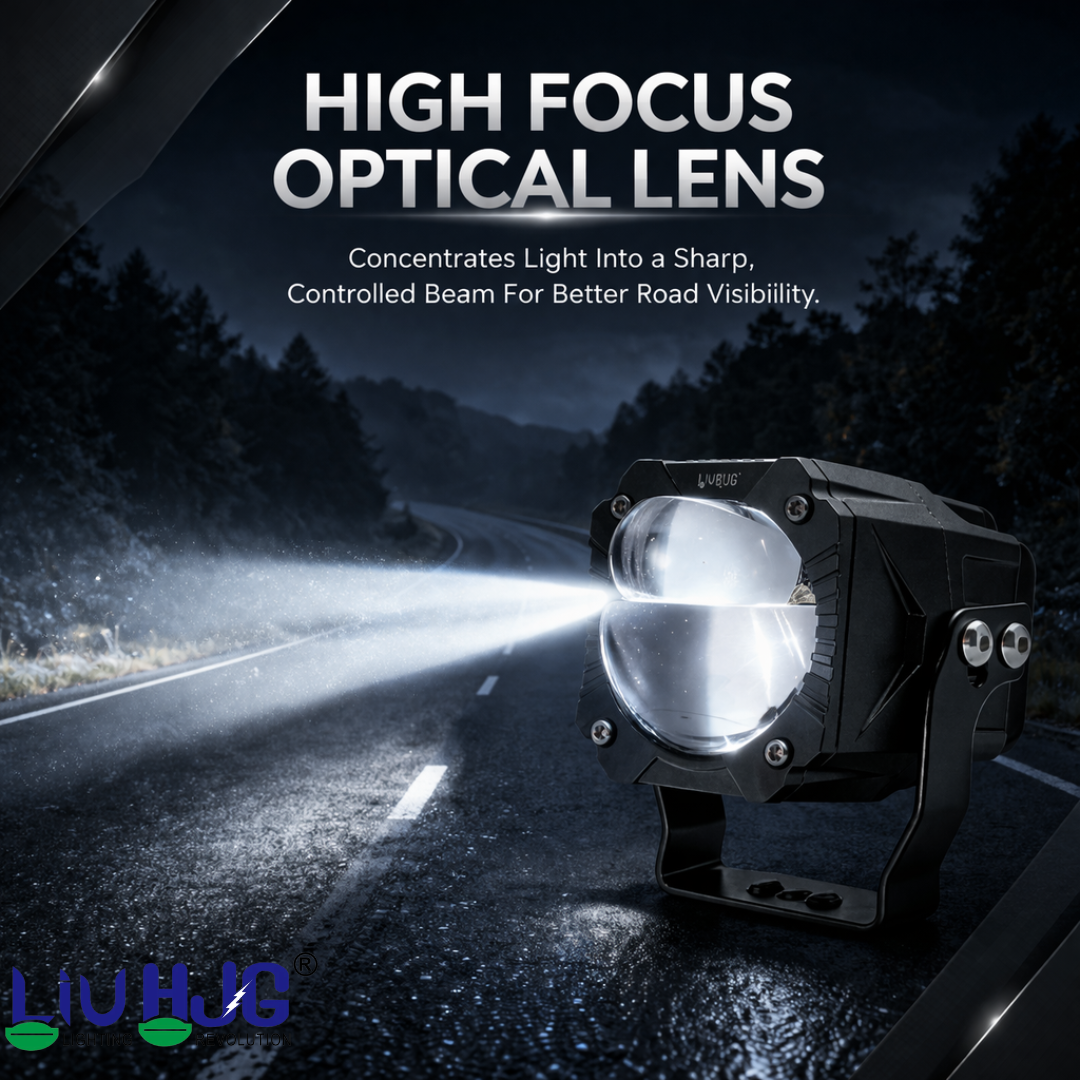 LIU HJG Gorilla Fog Dual Lens 120W Projector Fog Light | Ultra-Wide Dual Intensity LED Driving Lights | White/Yellow Beam with Red DRL Mode | Universal Fit for Cars, Bikes & SUVs