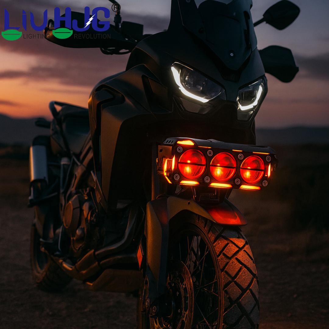 LIU HJG Dual Cut Lens 3 Lens LED Fog Light With Wiring Kit Waterproof & Dustproof 240W 12V DC Power Yellow, White, Red Devil Eye Light, Yellow DRL Universal fit for All Bikes & Cars (Pack of 2)