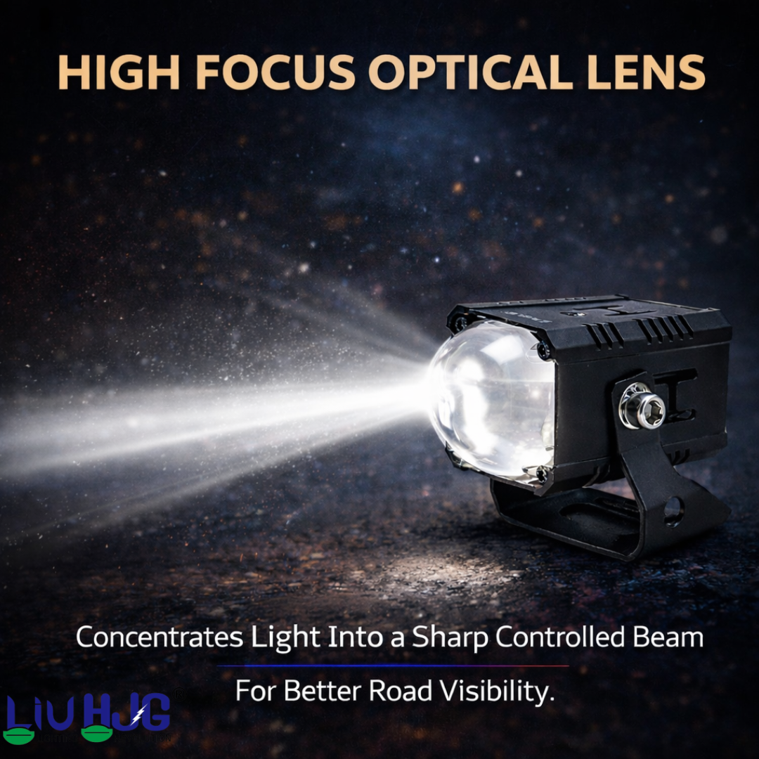 LIU HJG Single Lens High Bright LED Fog Light Waterproof & Dustproof 60W 12V-80V DC Power Yellow White & Red Devil Eye Light Reflection Universal fit for All Bikes & Cars (Pack of 2)