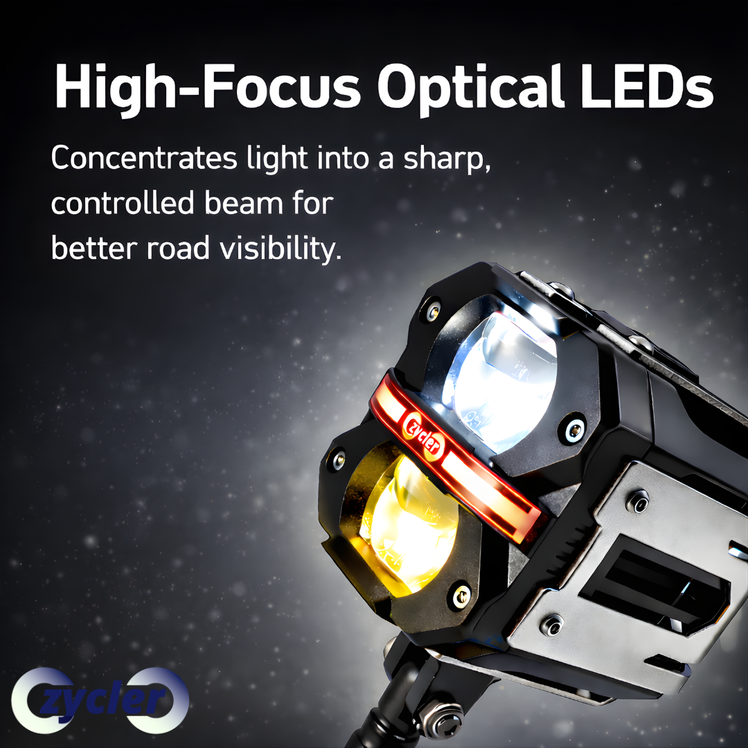 ZYCLER Dual Cut 2 Lens High Bright Premium Fog Light with Wiring Harness Waterproof White High Beam White, Yellow, Warm White Low Beam Light Yellow DRL Light Made By Fully CNC Metal 130W 12-80V DC Power Universal Fit All Types of Vehicles (Pack of 2)