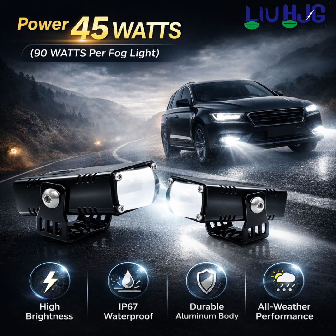 LIU HJG Yellow White Slim Drive Fog Light Universal for Motorcycle & Car