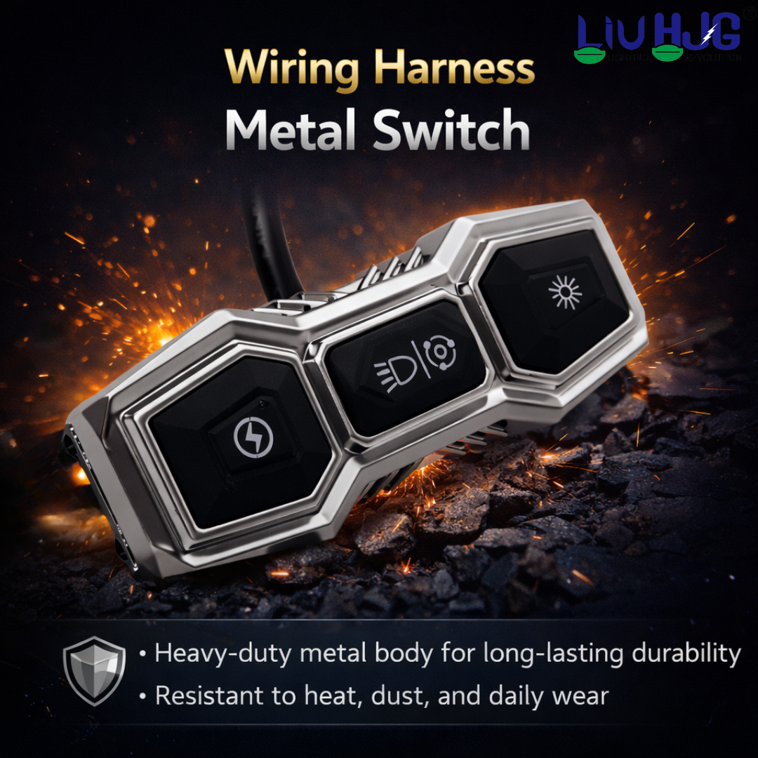 LIU HJG 3 Pin Coupler Premium Wiring Harness for Auxiliary LED Fog Lights 3.4 Meter Wire with Heavy Duty Metal Switch Copper Wiring Suitable for 3 Wire Fog Lights (Pack of 1)