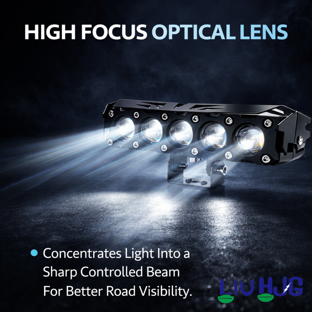 LIU HJG Future Eye 5 Lens LED Fog Light With Wiring Kit (Harness & Remote) Waterproof & Dustproof Power 75W Each (150W Total) 12V-80V DC Power HJG for Cars & Bikes (Pack of 2)