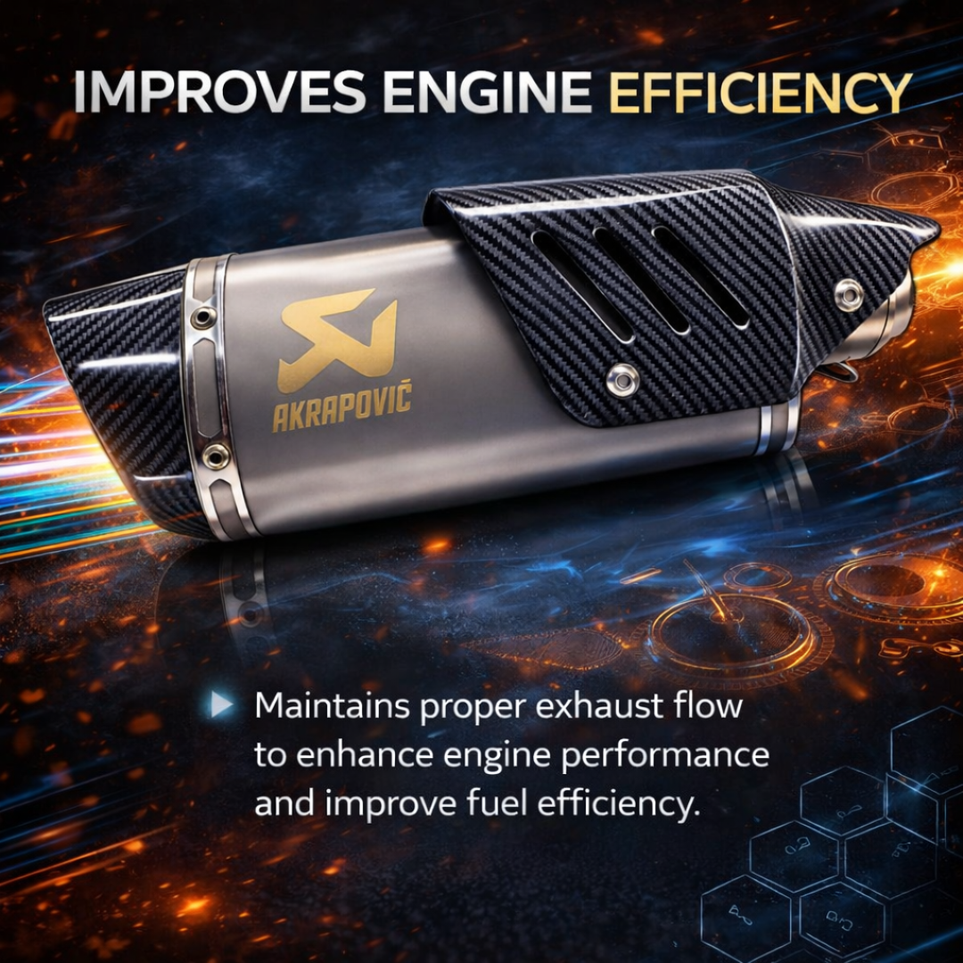 AUTOPOWERZ Silver Carbon Finish Triangle Long Motorcycle Exhaust Silencer, Noise Control, Secure Pipe Connection Universal Fitment Premium Sports Bike Silencer (Pack of 1)