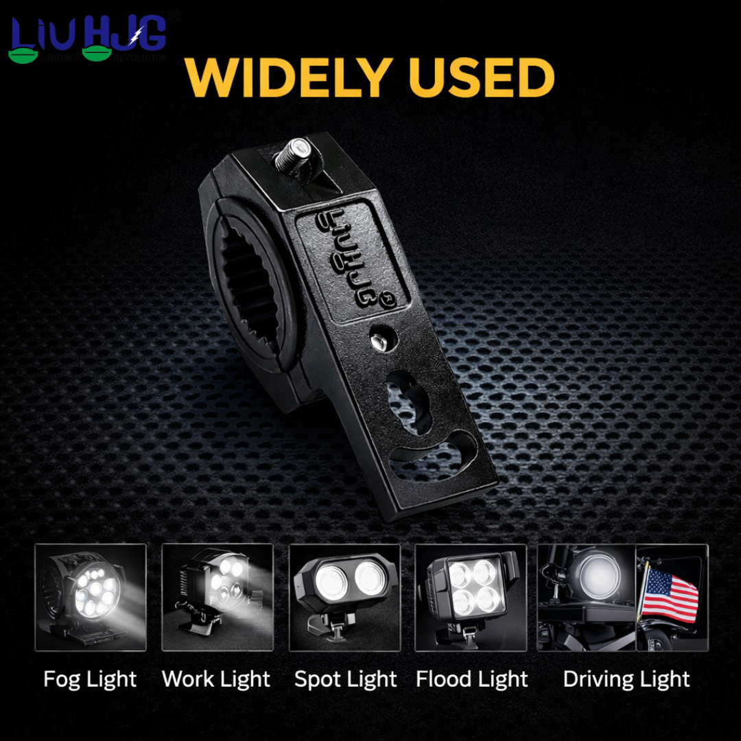 LIU HJG Fog Light Clamps with Non Slip Rubber & Installation Tools Adjustable Brackets Heavy Duty Clamps Rustproof Universal fit for all Motorcycle, Car Jeep, SUV & Others (Pack 1 Set)