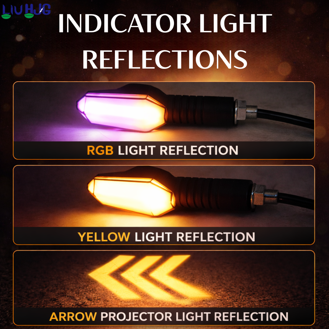 LIU HJG® Original WD07 LED Motorcycle Indicator Light Pair (Yellow + RGB Magnetic Color Changing System)