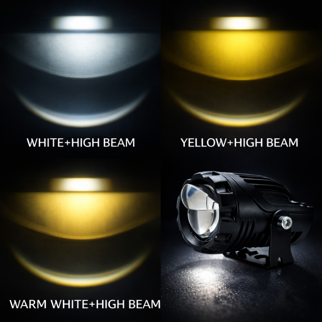 AUTOPOWERZ Dual Cut Lens LED Fog Light Waterproof & Dustproof Cooling Fan Inbuilt (120W Total) 12V-80V DC Power Yellow, White, Warm White Light Reflection Universal fit All Bikes & Cars Model (Pack 2)