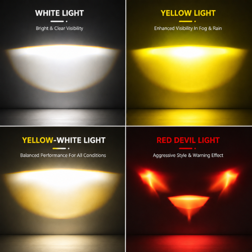AUTOPOWERZ MC Top Beam Output Modes White Yellow Dual Color and Red Devil Eye