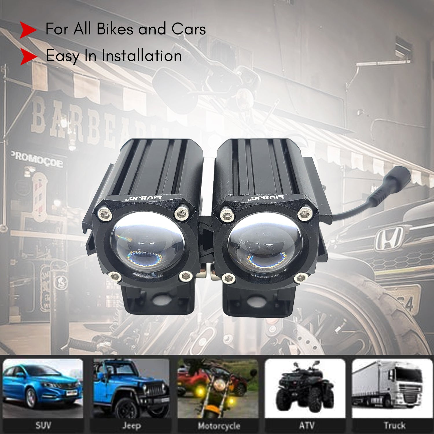 60W White/Yellow with RED Devil Eye LED Fog Light