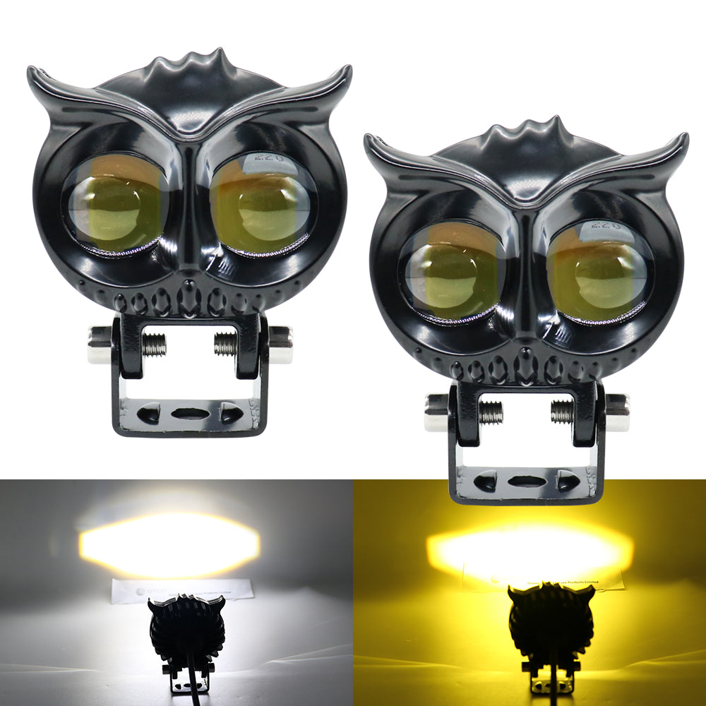 AUTOPOWERZ LED OWL Shape Fog Yellow-White light Low &amp; High Beam for universal vehicles 9V-60V 30W (Pack of 1)