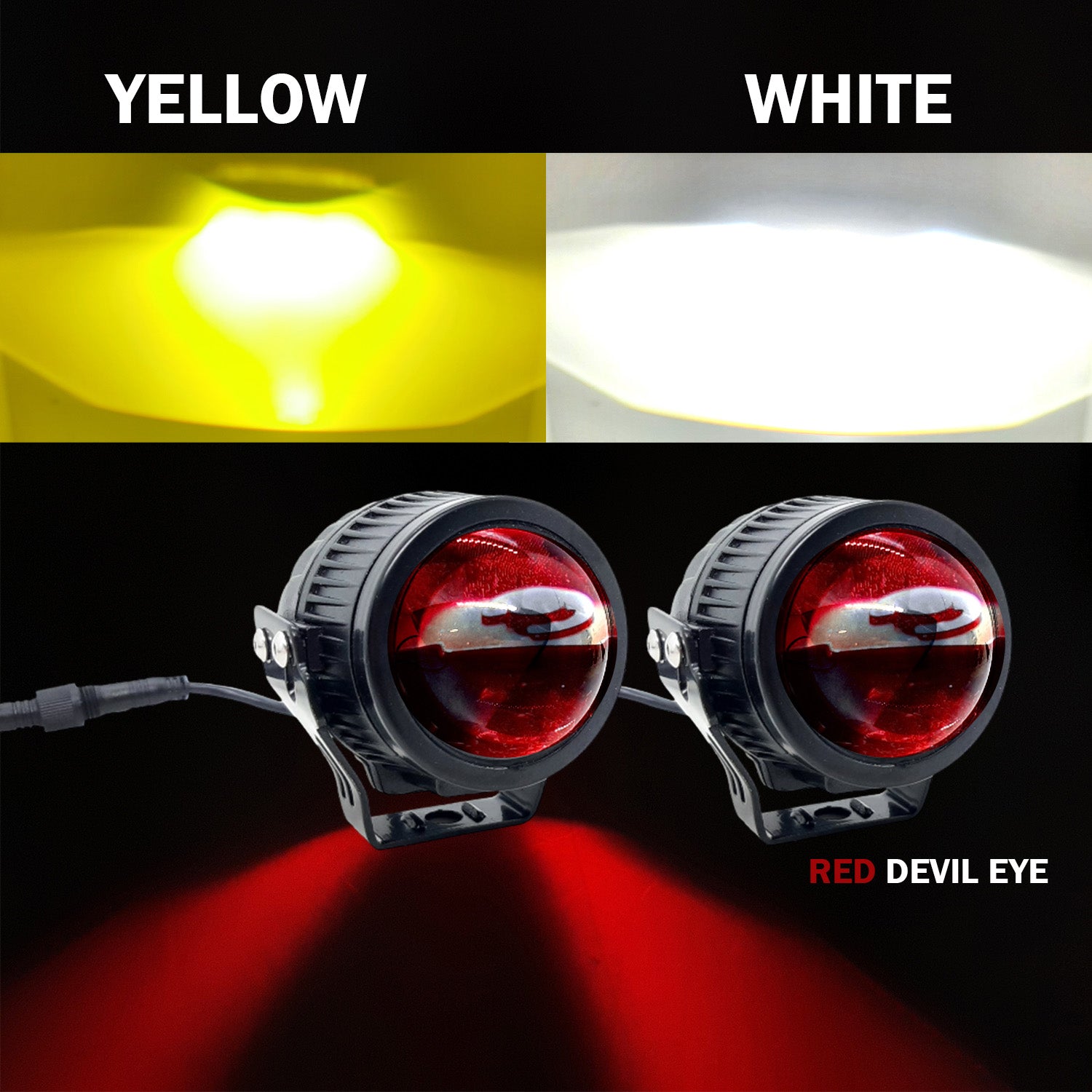 Best fog lights for bikes and cars,Buy fog lights online India,Yellow white LED fog lights with devil eye,60W projector fog light for motorcycles,DC 9V–36V waterproof fog light,Super bright LED fog light for night driving,Bike fog light with devil eye feature