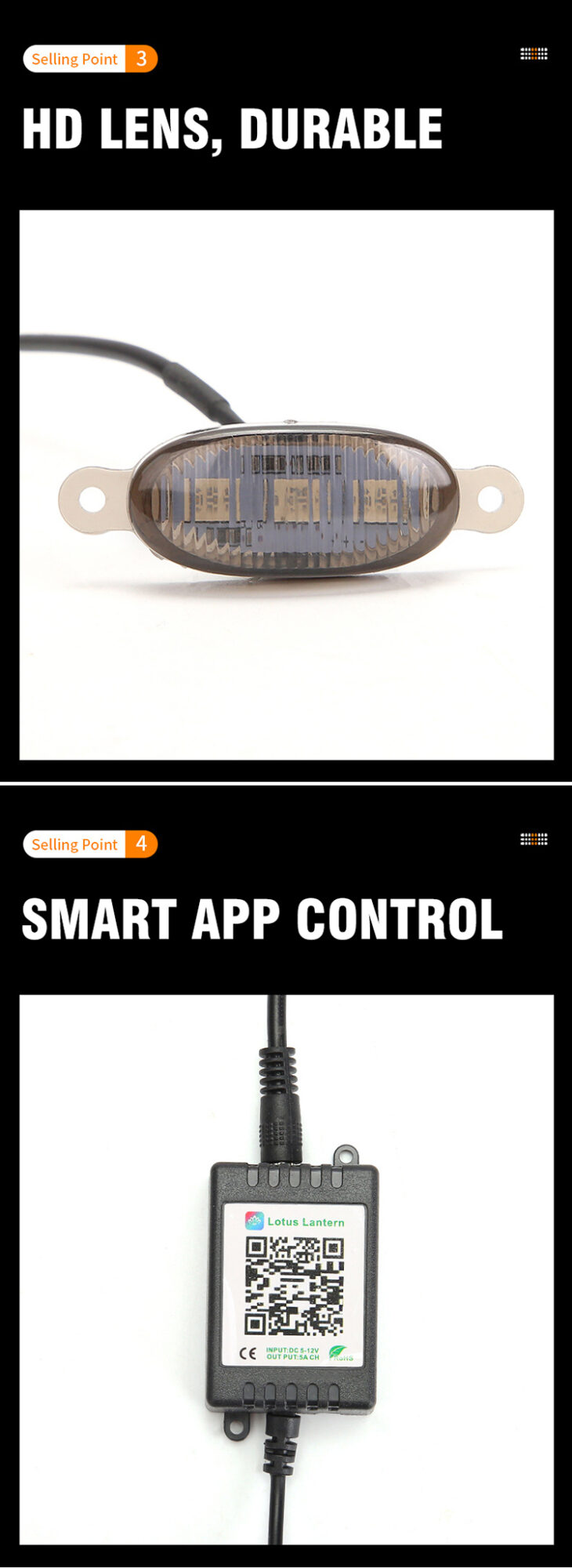 AUTOPOWERZ® 4PCS 12 Led RGB Car Grille LED Head Light APP Control Warning Light Colorful Universal DRL 12V Front Grille