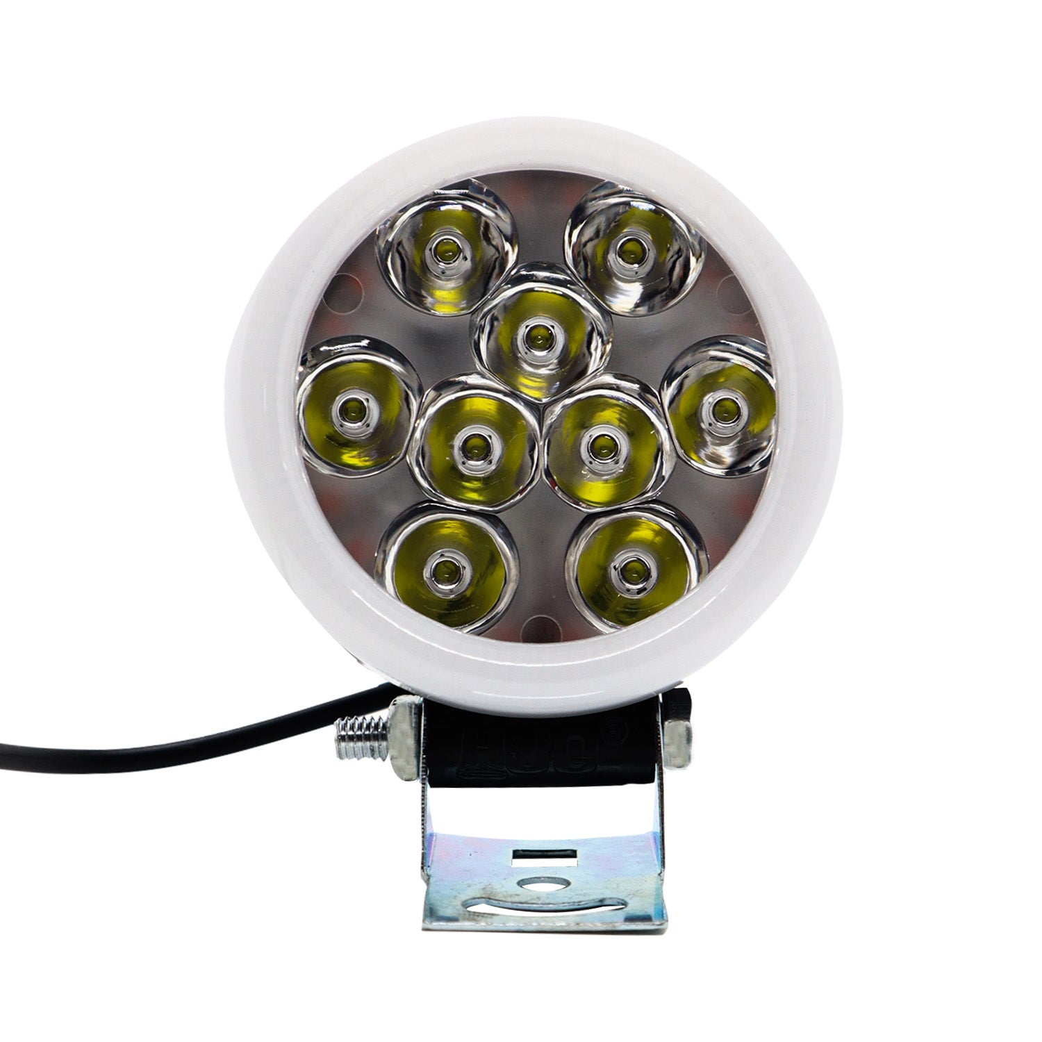 AUTOPOWERZ 27W 9-LED Round Auxiliary Fog Light with Red DRL Ring (White Beam, DC 9V–80V, 6000LM)