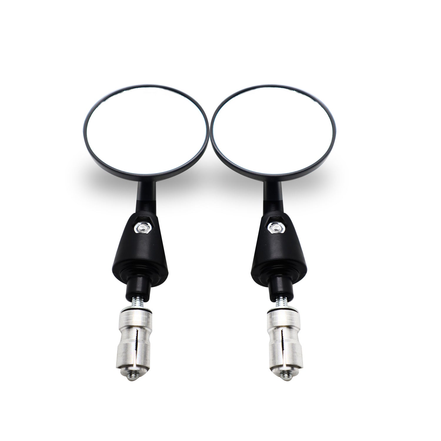 AUTOPOWERZ Universal Aluminium Alloy Motorcycle Mirrors - Round Adjustable Upto 180 Degree Bar End Side Mirror Suitable For Most of Motorcycle Black (Pack of 2)