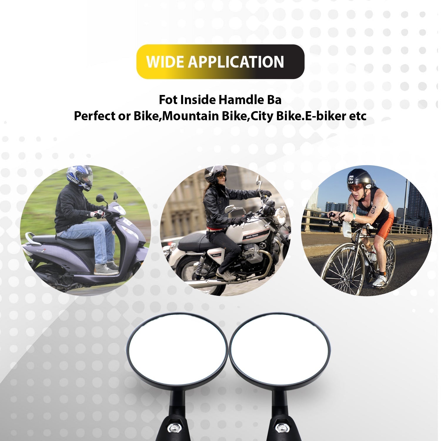 AUTOPOWERZ Universal Aluminium Alloy Motorcycle Mirrors - Round Adjustable Upto 180 Degree Bar End Side Mirror Suitable For Most of Motorcycle Black (Pack of 2)