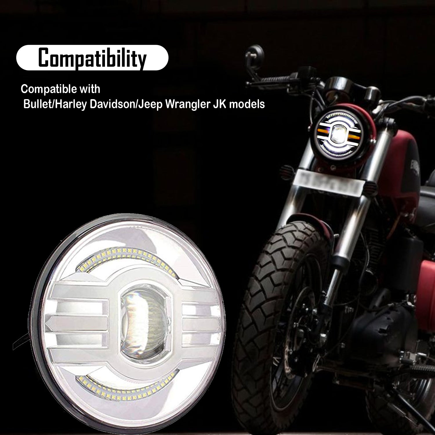 7 inch Harley Led Headlight for Royal Enfield (All Models) 60W