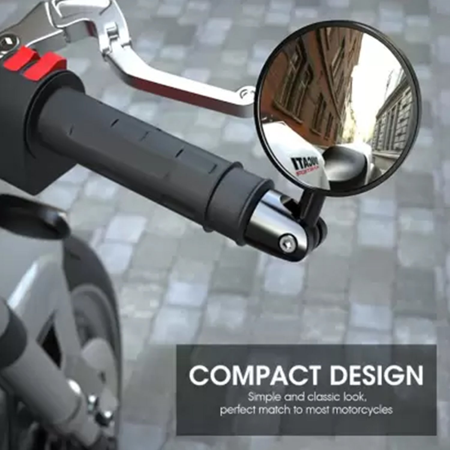 AUTOPOWERZ Universal Aluminium Alloy Motorcycle Mirrors - Round Adjustable Upto 180 Degree Bar End Side Mirror Suitable For Most of Motorcycle Black (Pack of 2)
