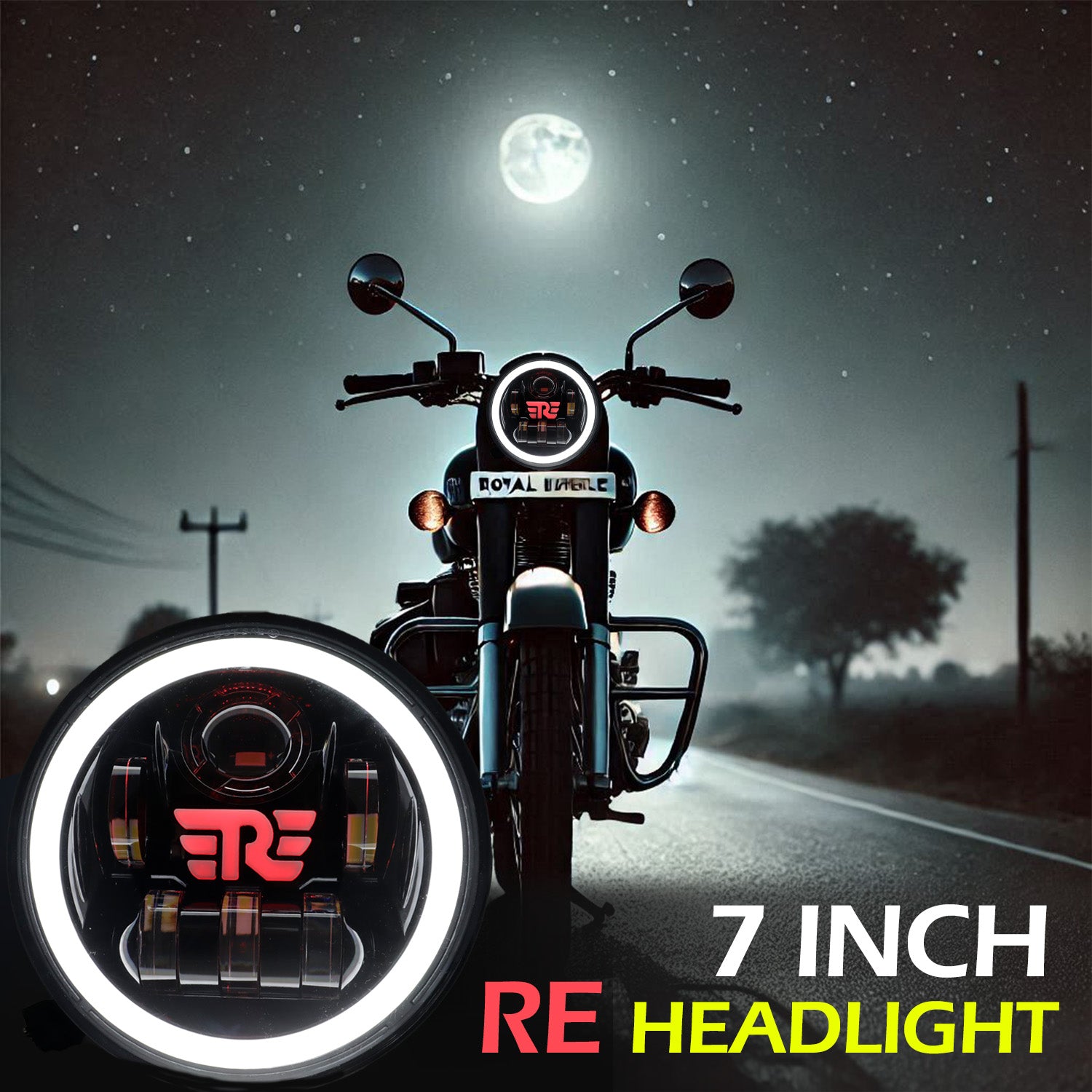 7 inch RE Logo Round Headlight