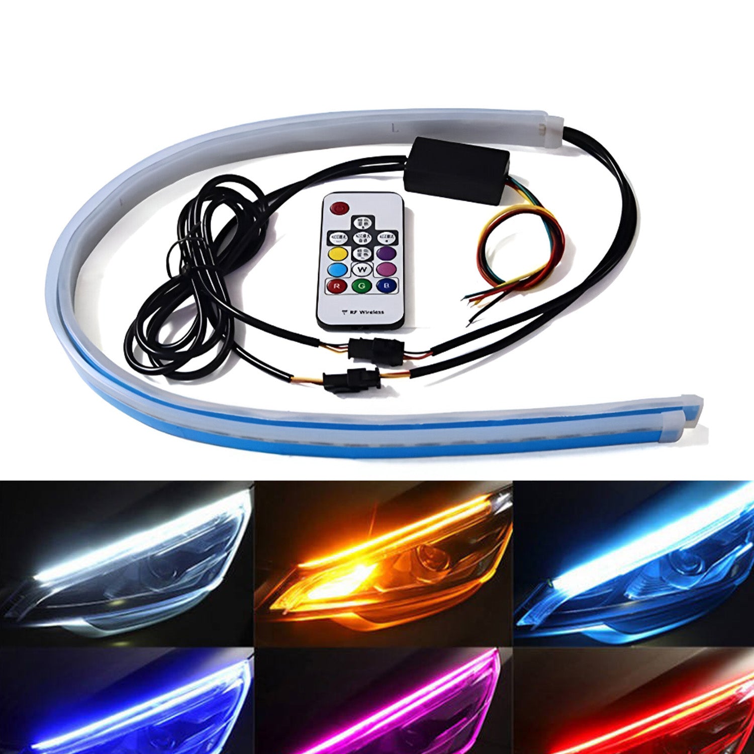 60cm rgb strip light, rgb running strip, bike strip running, car running strip light, led strip running ight,60cm running rgb light, rgb remote light