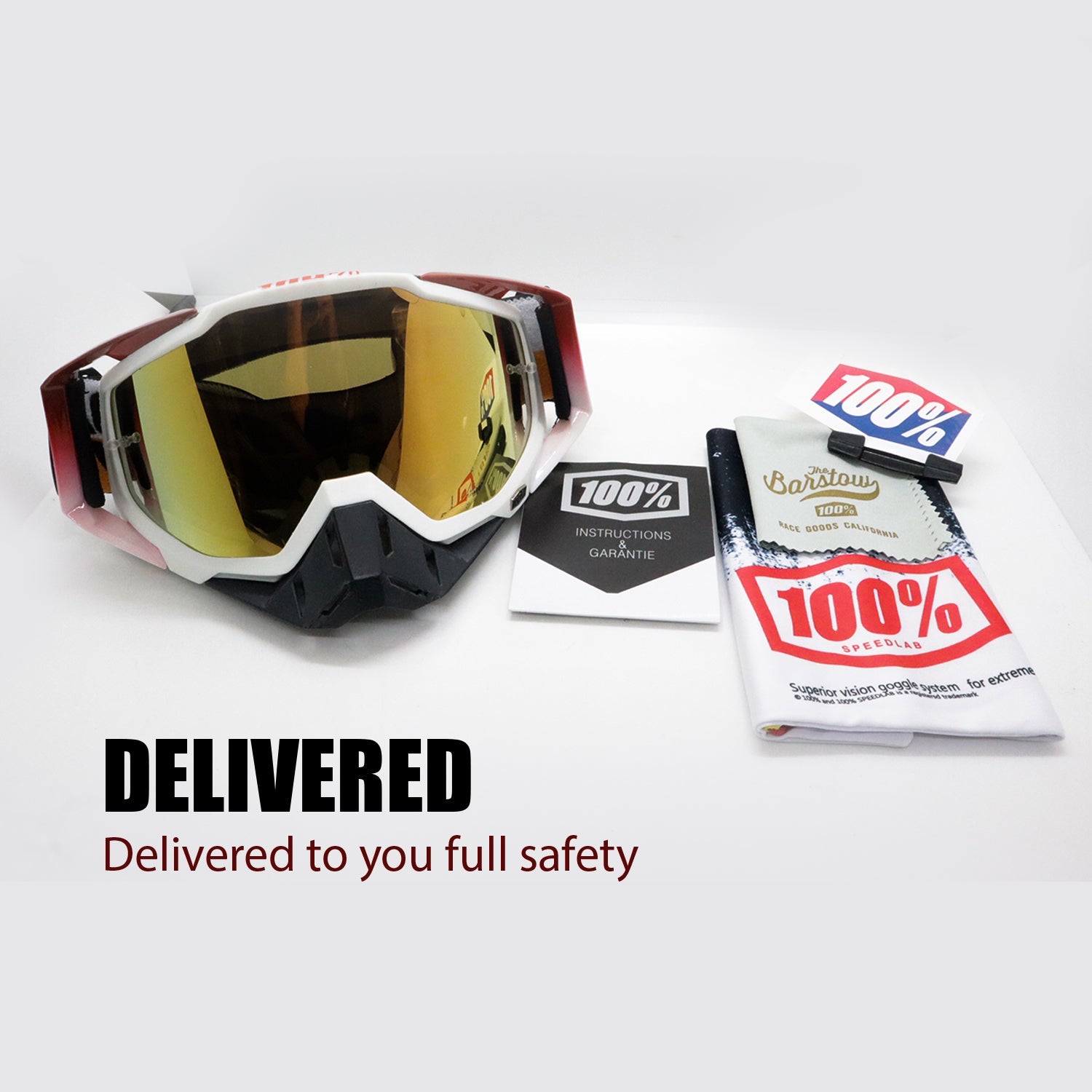 AUTOPOWERZ 100%  Goggle Red-White Color