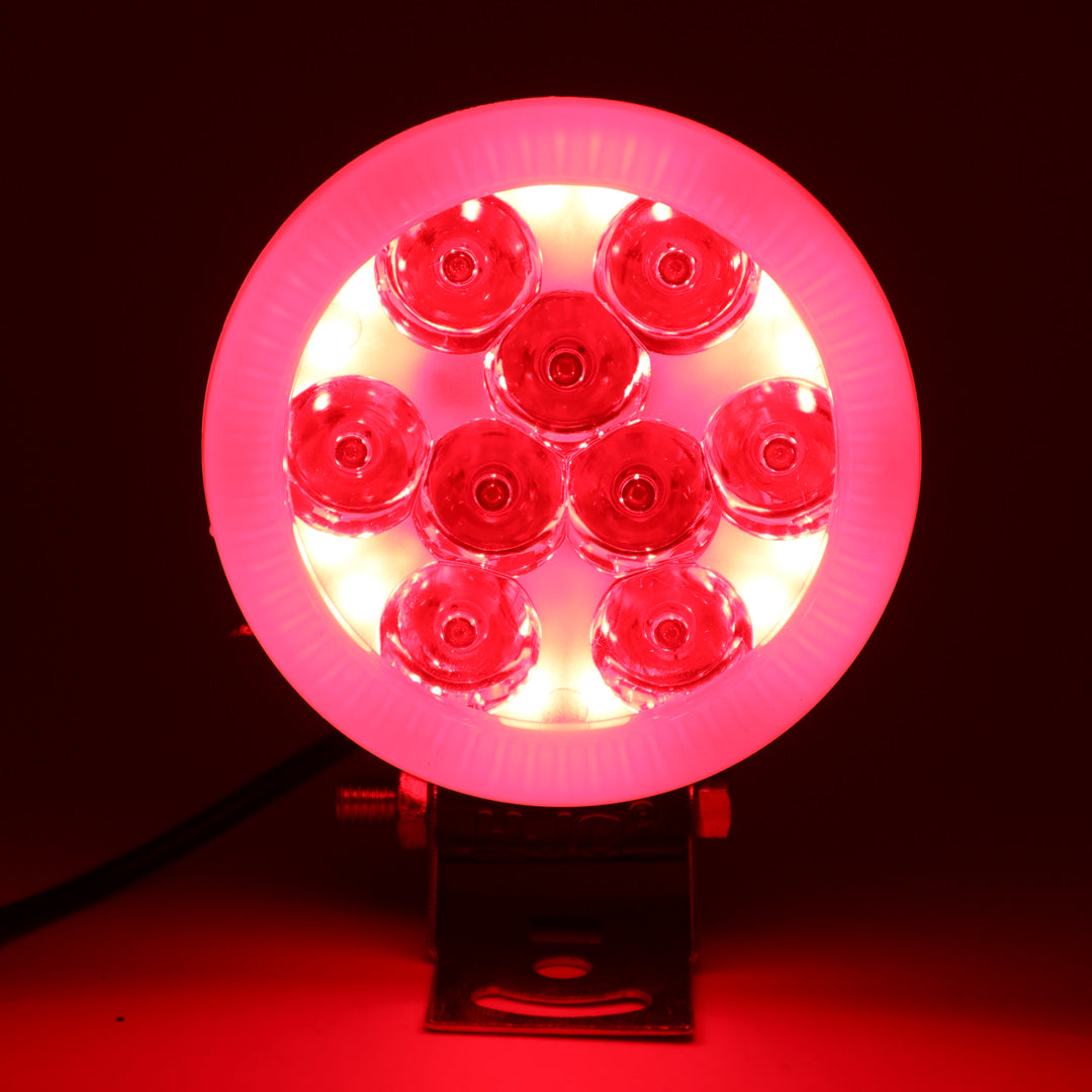 AUTOPOWERZ 27W 9-LED Round Auxiliary Fog Light with Red DRL Ring (White Beam, DC 9V–80V, 6000LM)