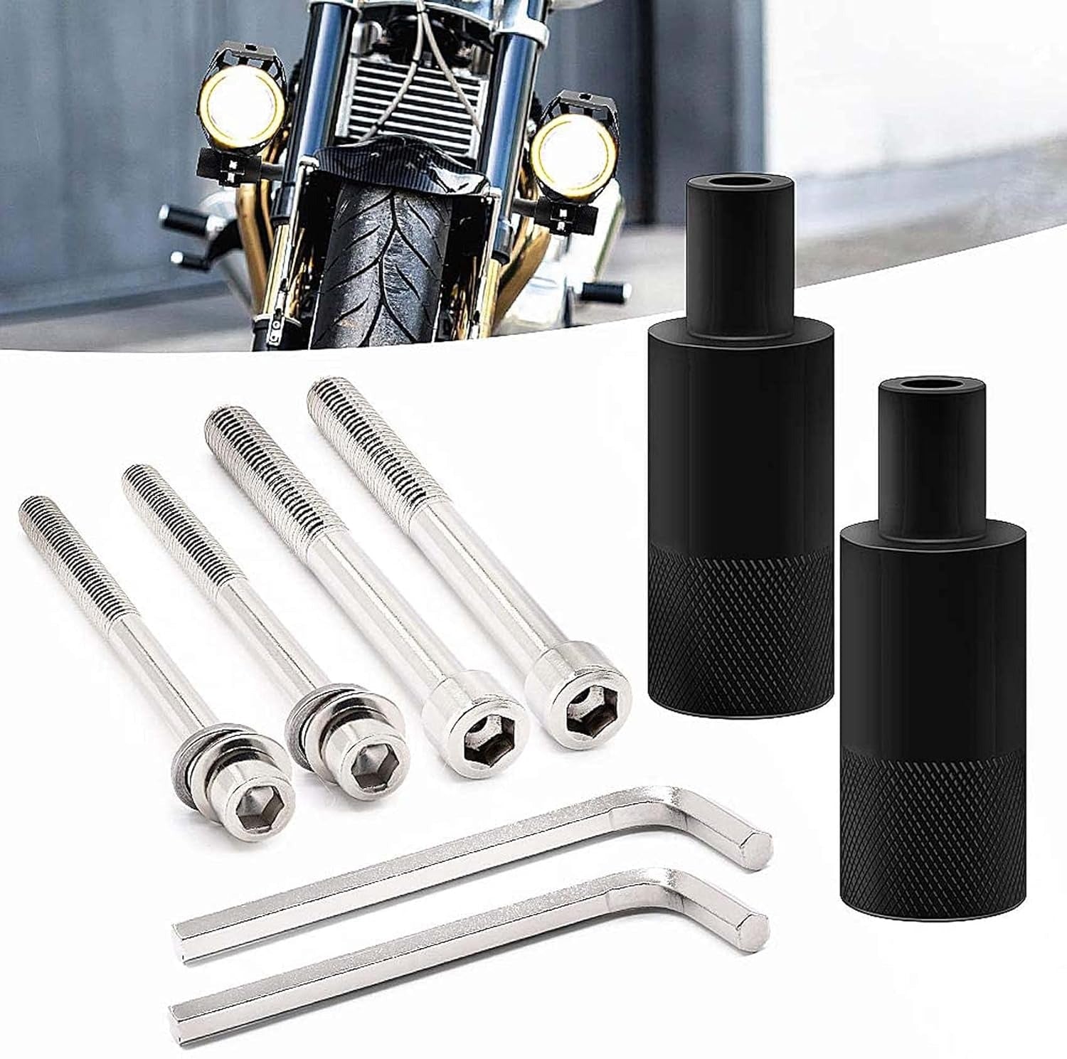 Motorcycle Fender Mudguard Mount Fog Light Aluminum Brackets, M6 M8 Hole Driving Lights refitted Auxiliary lamp Mounting (Pack of 2, Black)