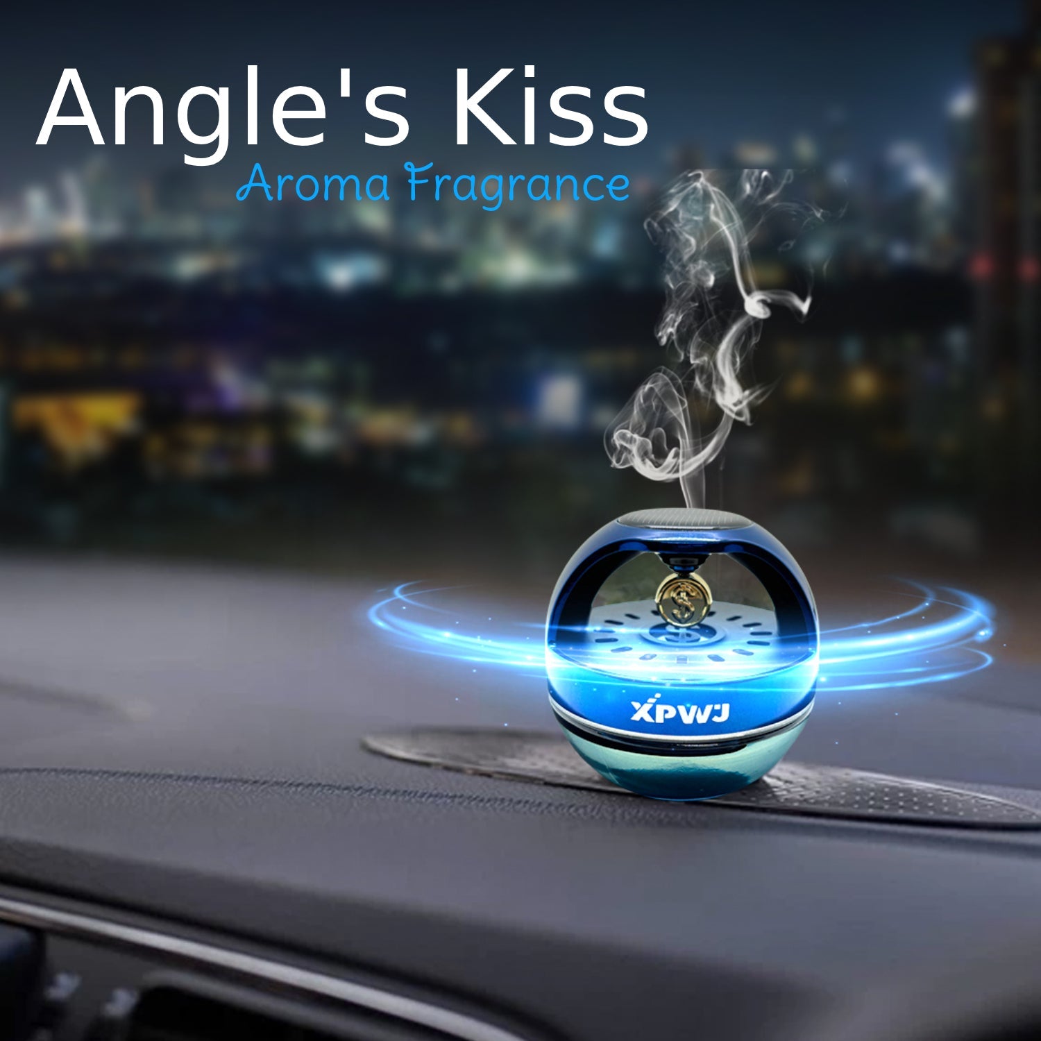 Car Dashboard Perfume/Air Fresheners 55mL with Solar Rotating Money Symbol Long Lasting Fragrance Up to 60 Days (Pack of 1, Blue)