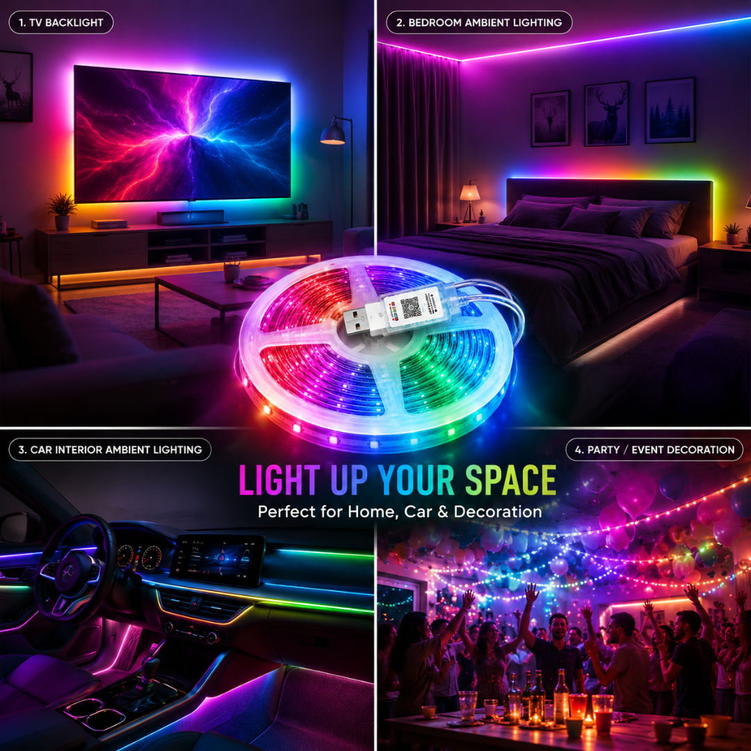 Multi-scenario application grid showing room decoration, holiday arrangement, party, Christmas, bar, night market, vehicles, and outdoors.