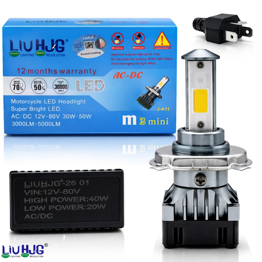 AUTOPOWERZ 40W H4 LED Headlight Bulb with canbus Adapter Box and 12 Months Warranty Badge