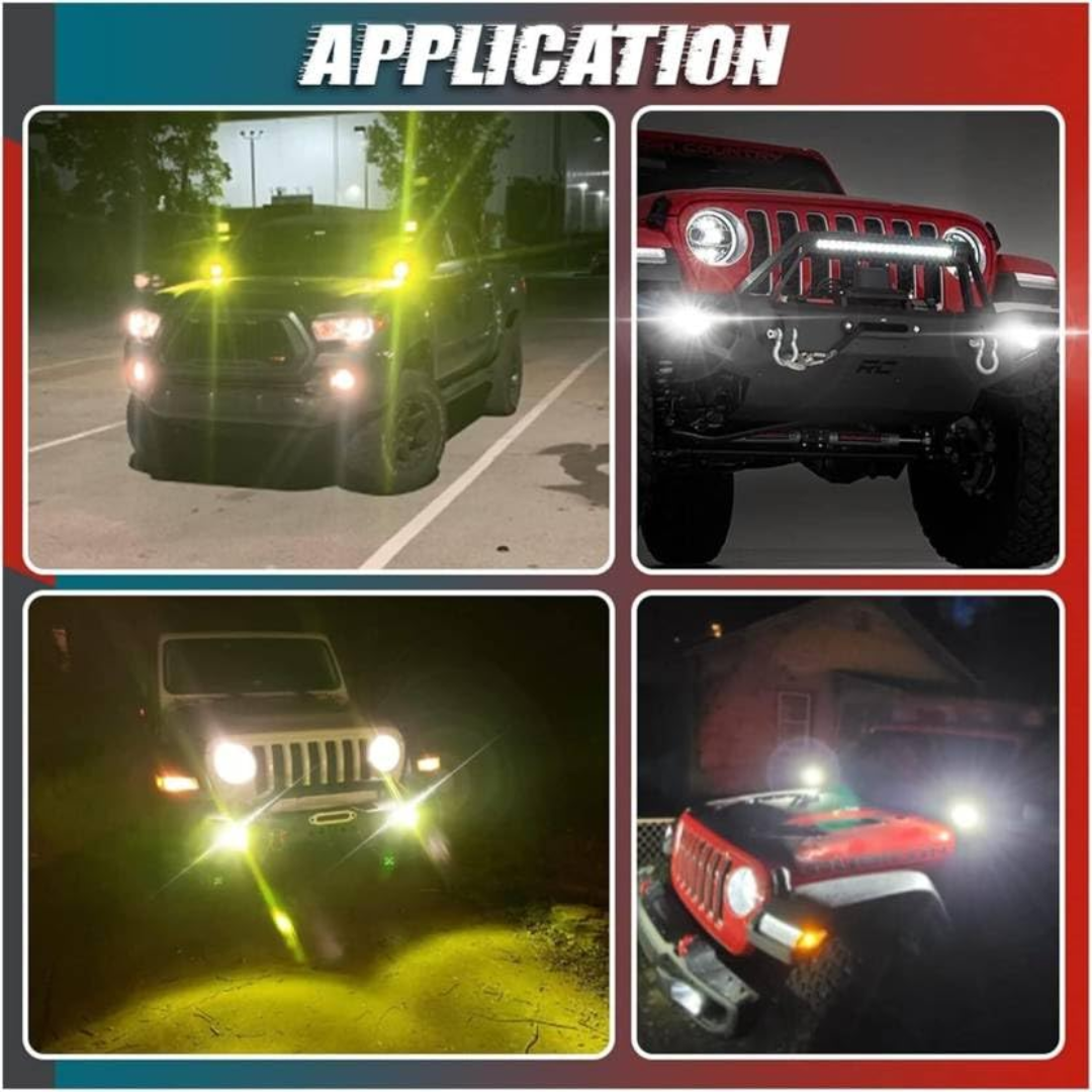 AUTOPOWERZ 40W Dual-Lens LED Fog Light Pair (White/Yellow Beam, IP68 Waterproof Black Metal Body, Pack of 2)