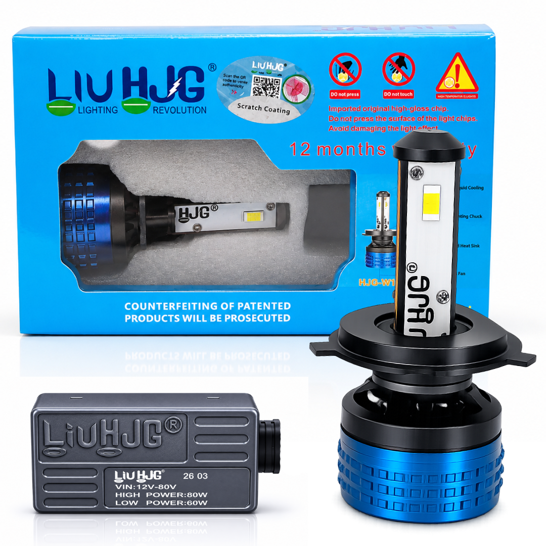 LIU HJG® 80W High Power LED Headlight Bulb with 12,000 RPM Cooling Fan & canbus Driver - IP68 Waterproof White Light for Bike & Car (6 Months Warranty)