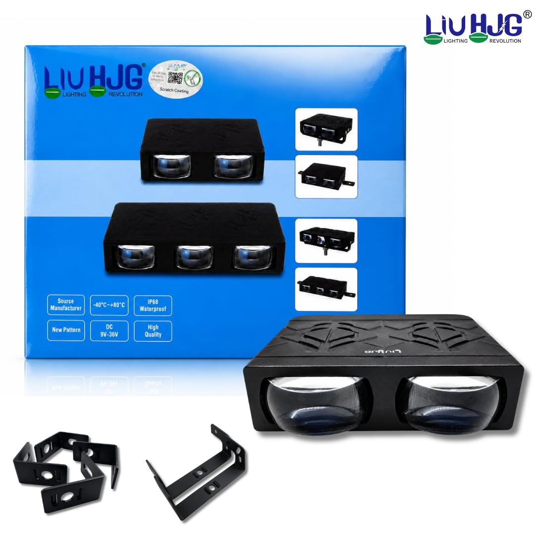 AUTOPOWERZ LIU HJG S102 2 Lens Fog Light Pack of 2 with Heavy Duty Mounting Brackets and Box