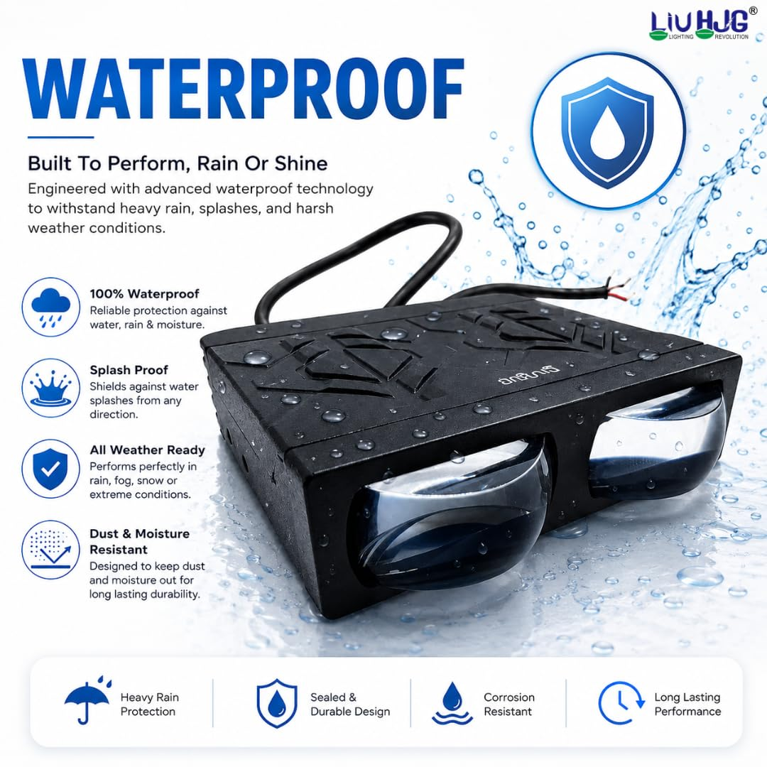 LIU HJG S102 Dual Lens Fog Light IP68 Rated Waterproof All Weather Performance