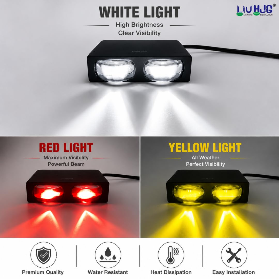 LIU HJG S102 Fog Light Light Modes Bright White Yellow Fog Beam and Red Devil Eye Halo Effect