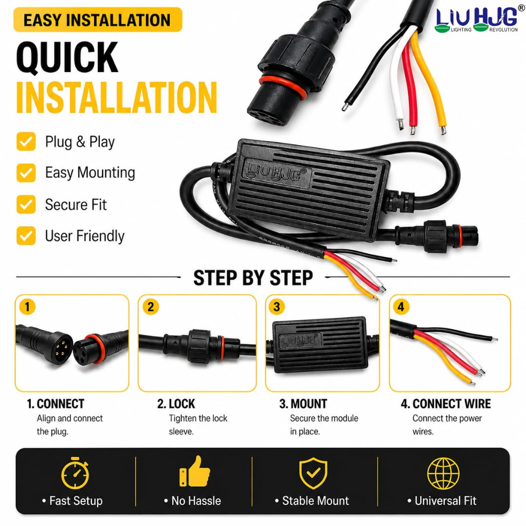 LIU HJG® S124 3 Lens LED Fog Light Bulbs for Bike and Car (100W, Dual Color White/Yellow Beam & Red Devil Eye, Pack of 2)