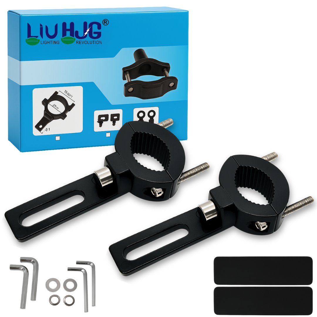 LIU HJG Universal Fog Light Mounting Clamp Pair Set with Installation Tools Allen Keys and Rubber Gaskets Available at Autopowerz