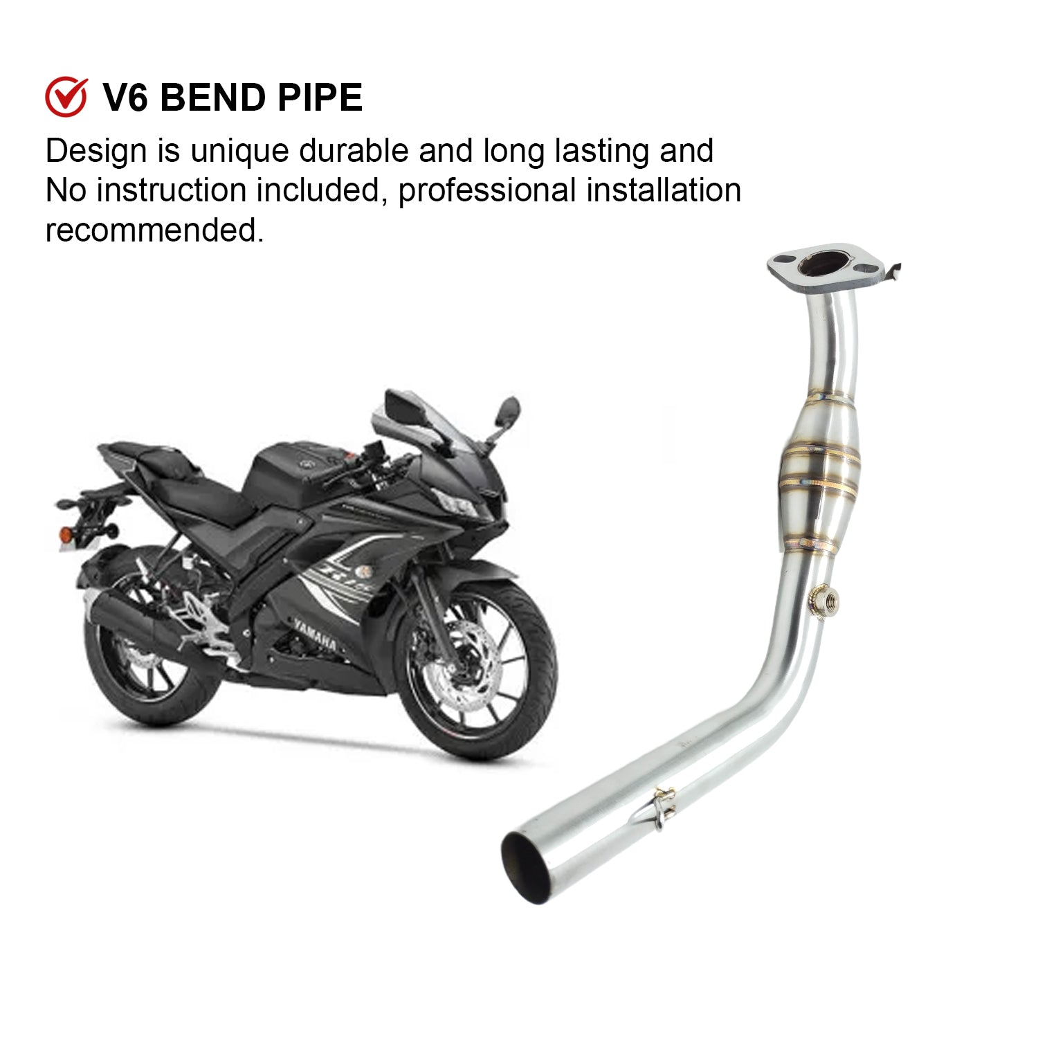 R15 V6 Bend Pipe Exhaust Link Pipe Stainless Steel Motorcycle Exhaust Middle Muffler Bend Pipe